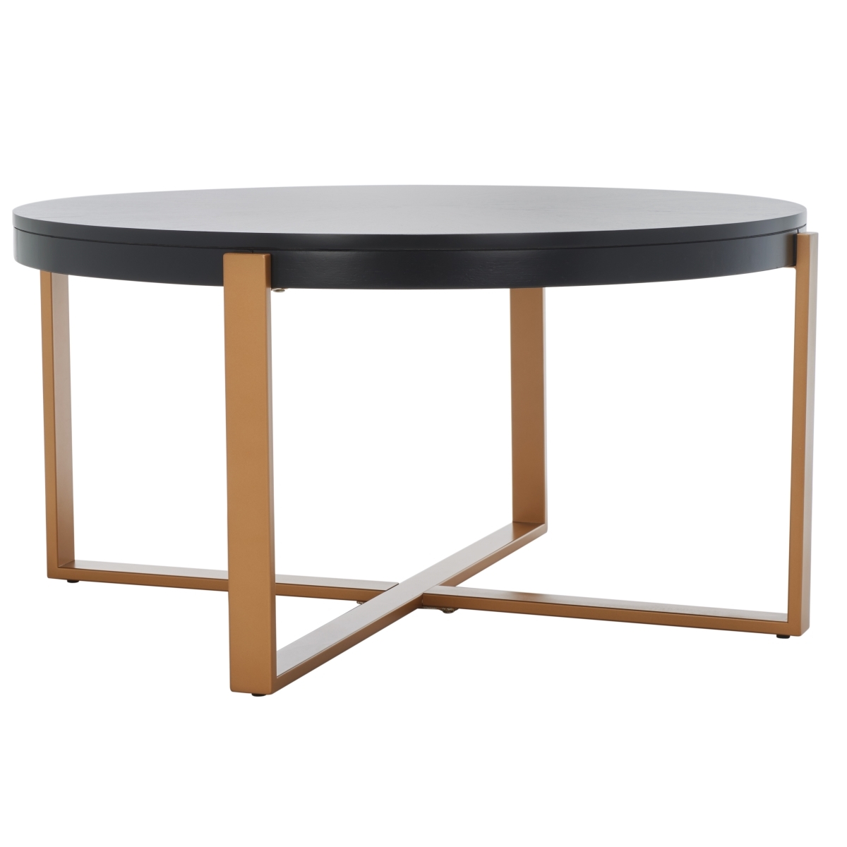 Navya Round Coffee Table - Black / Gold - Safavieh - Image 6