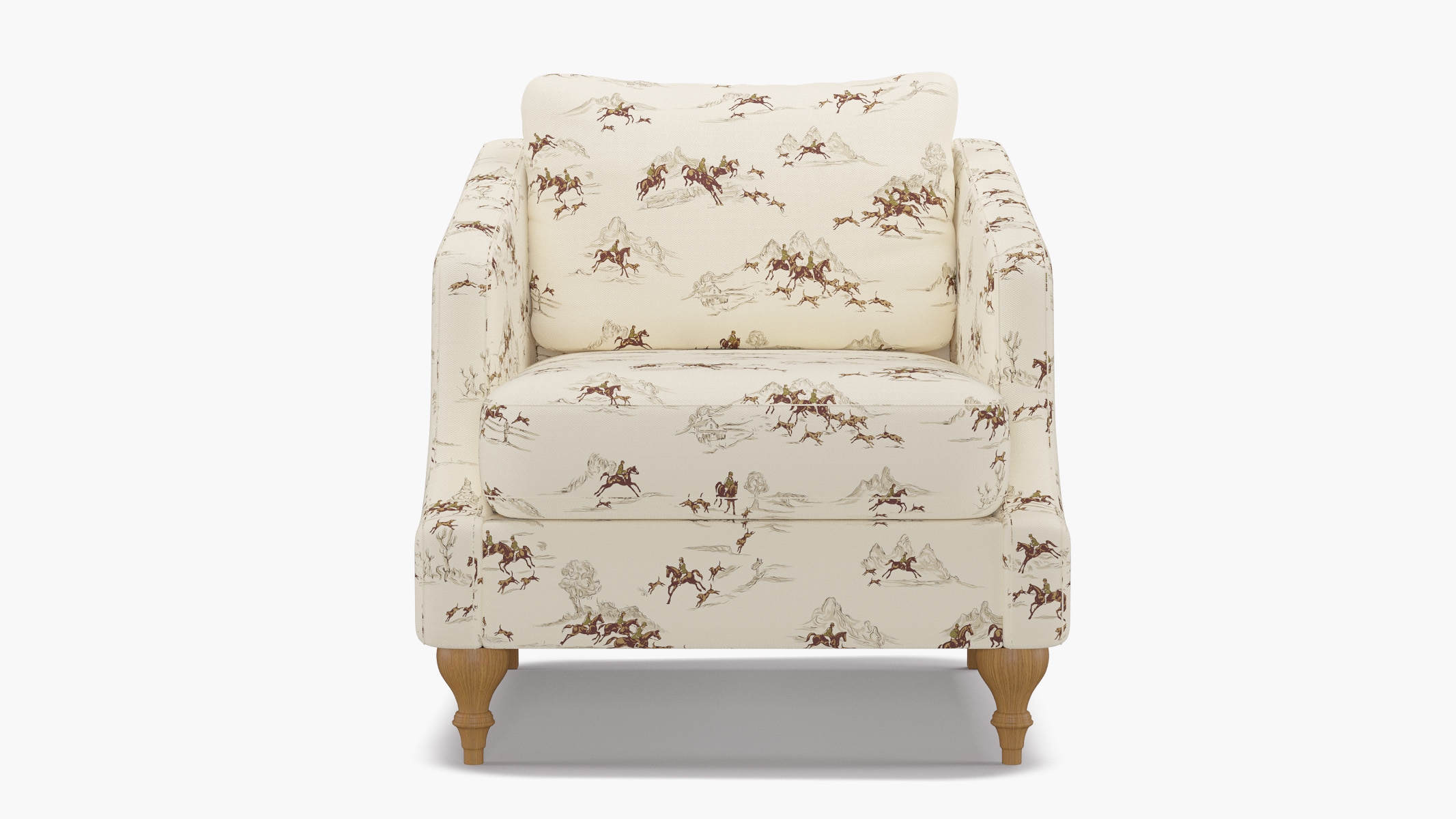 Slope Arm Chair, Green Cotswold Hunt, Natural Turned Wood Leg - Image 0