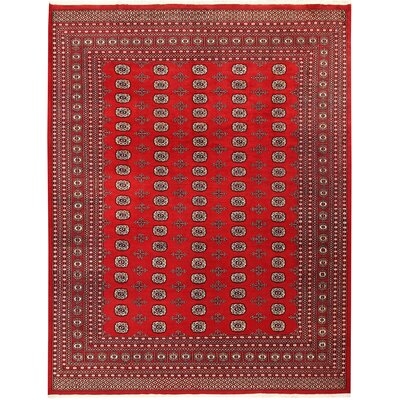 One-of-a-Kind Chelsay Hand-Knotted New Age Bokhara Red 9'4" x 11'10" Wool Area Rug - Image 0