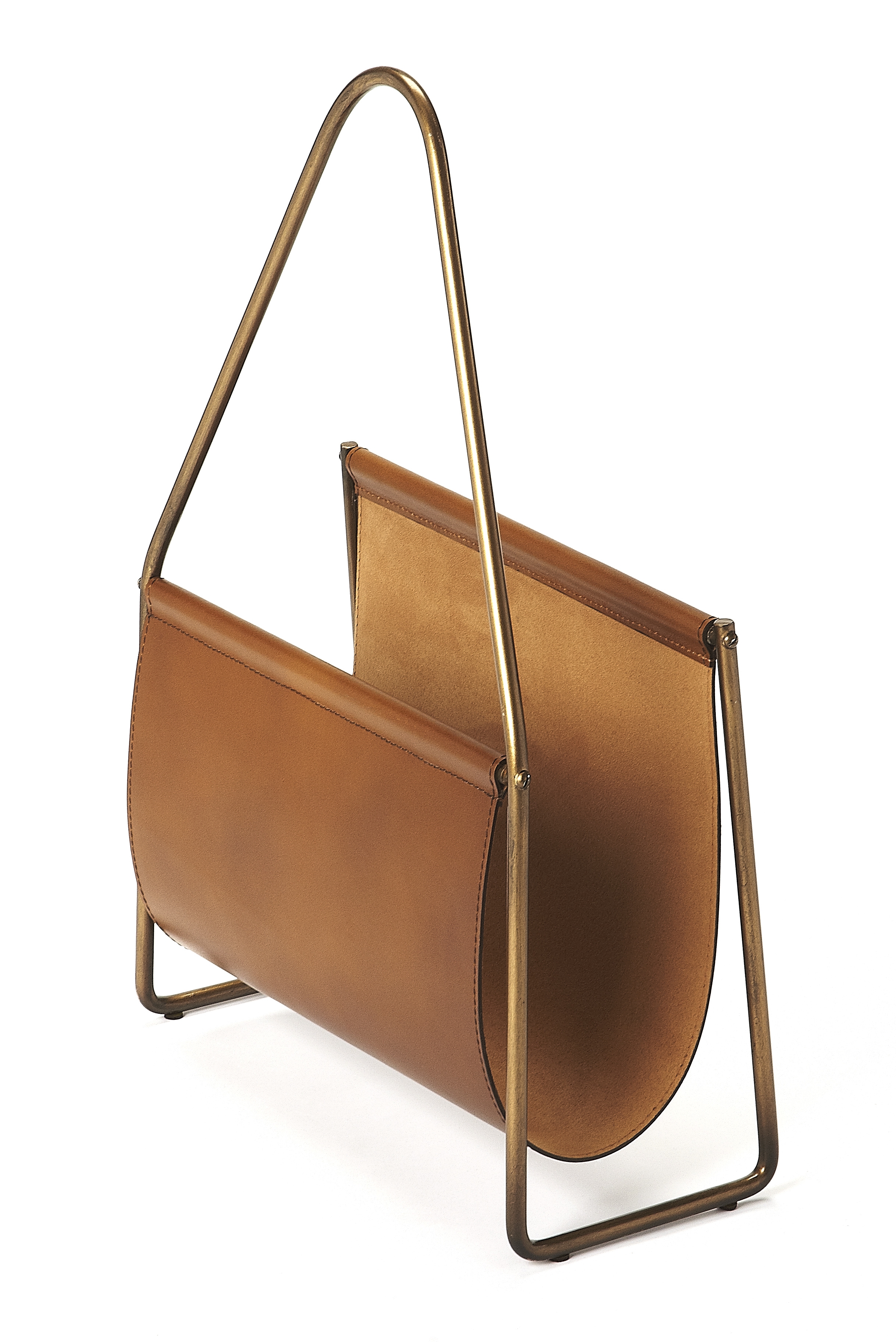 Rupert Brown Leather Magazine Basket - Image 3
