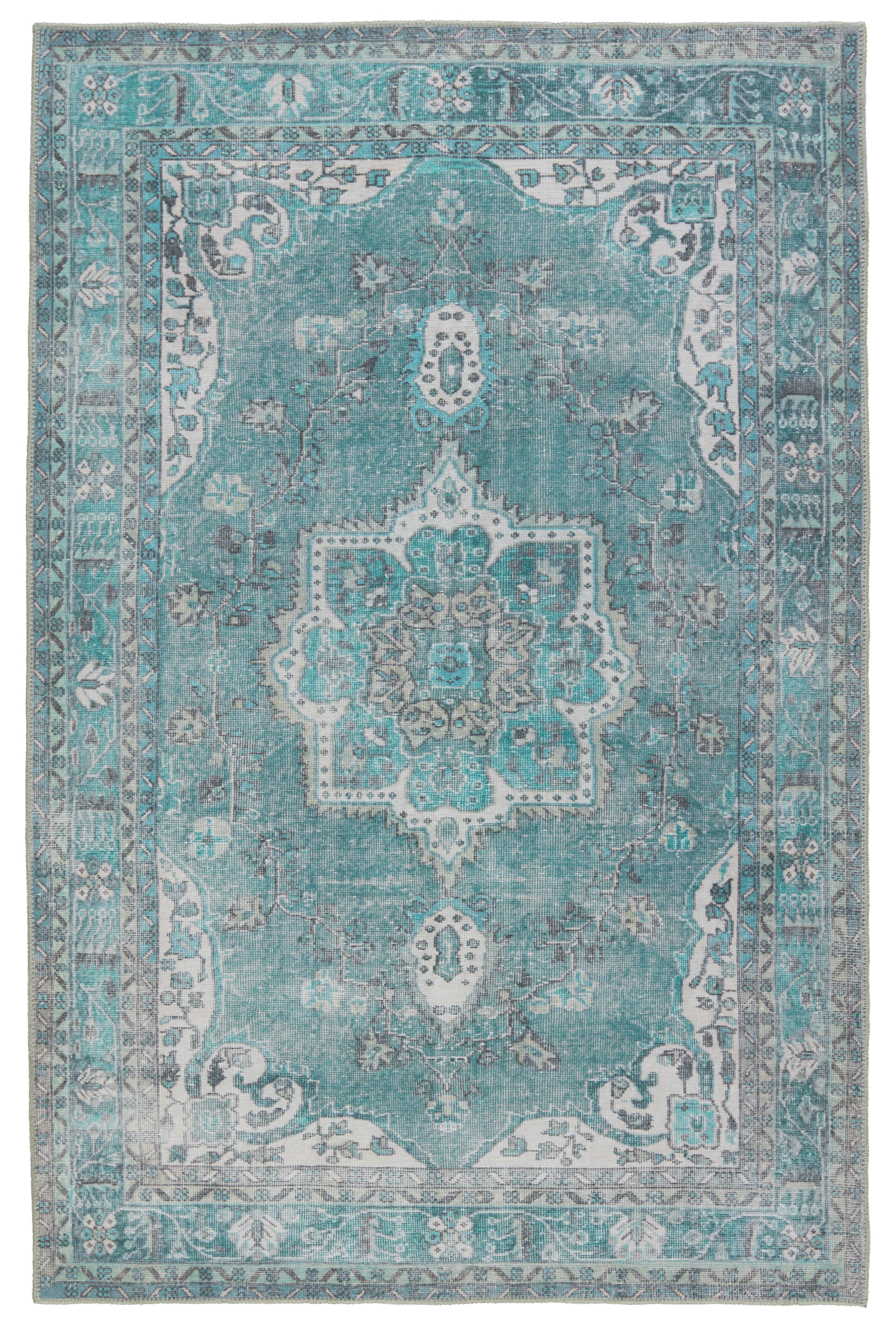 Kate Lester + Tamara Medallion Teal/ Green Area Rug (5'X7'6") - Image 0