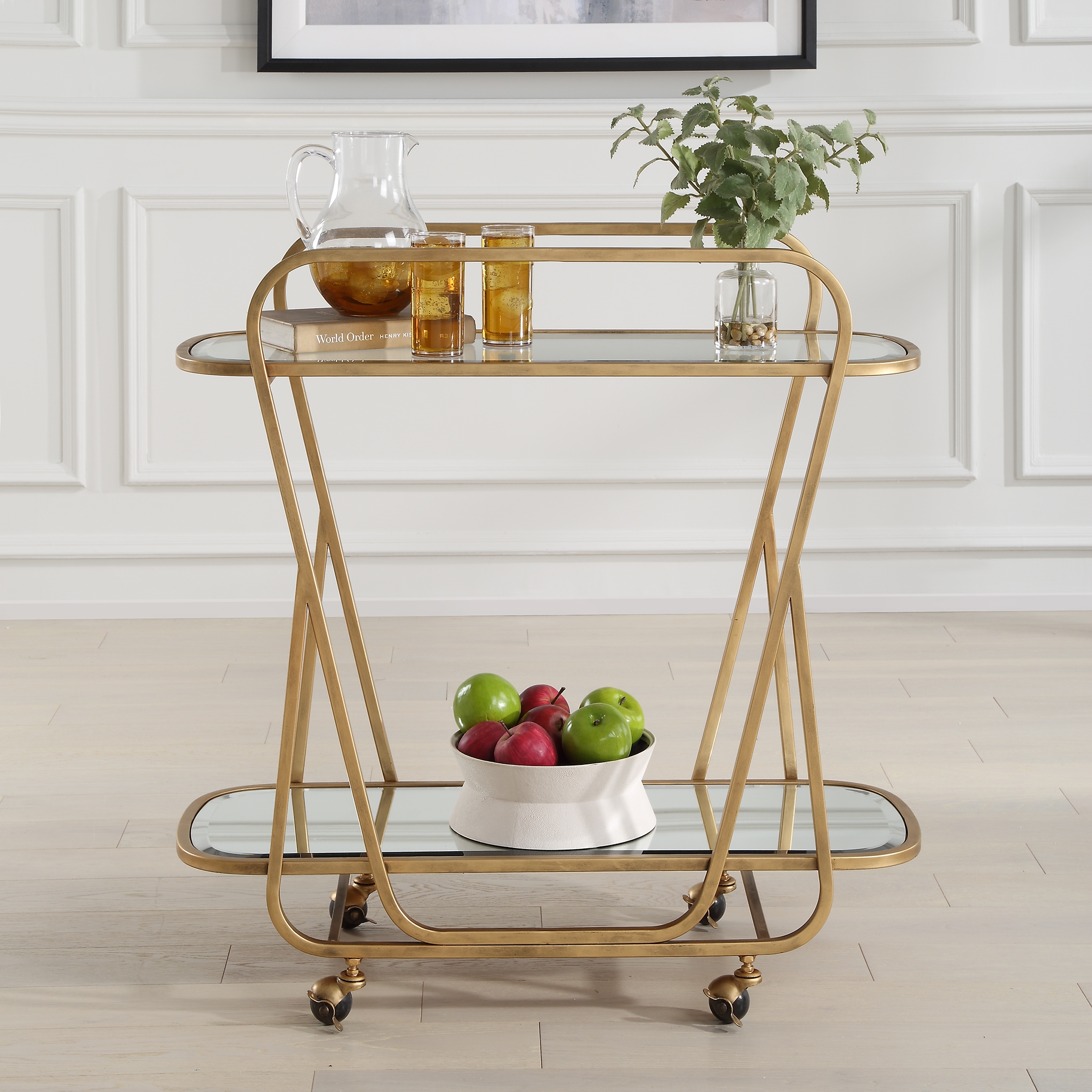 Swain Brass Serving Cart - Image 1