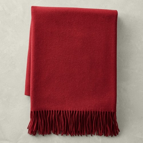 Solid Cashmere Throw, 50" X 65", Red - Image 0