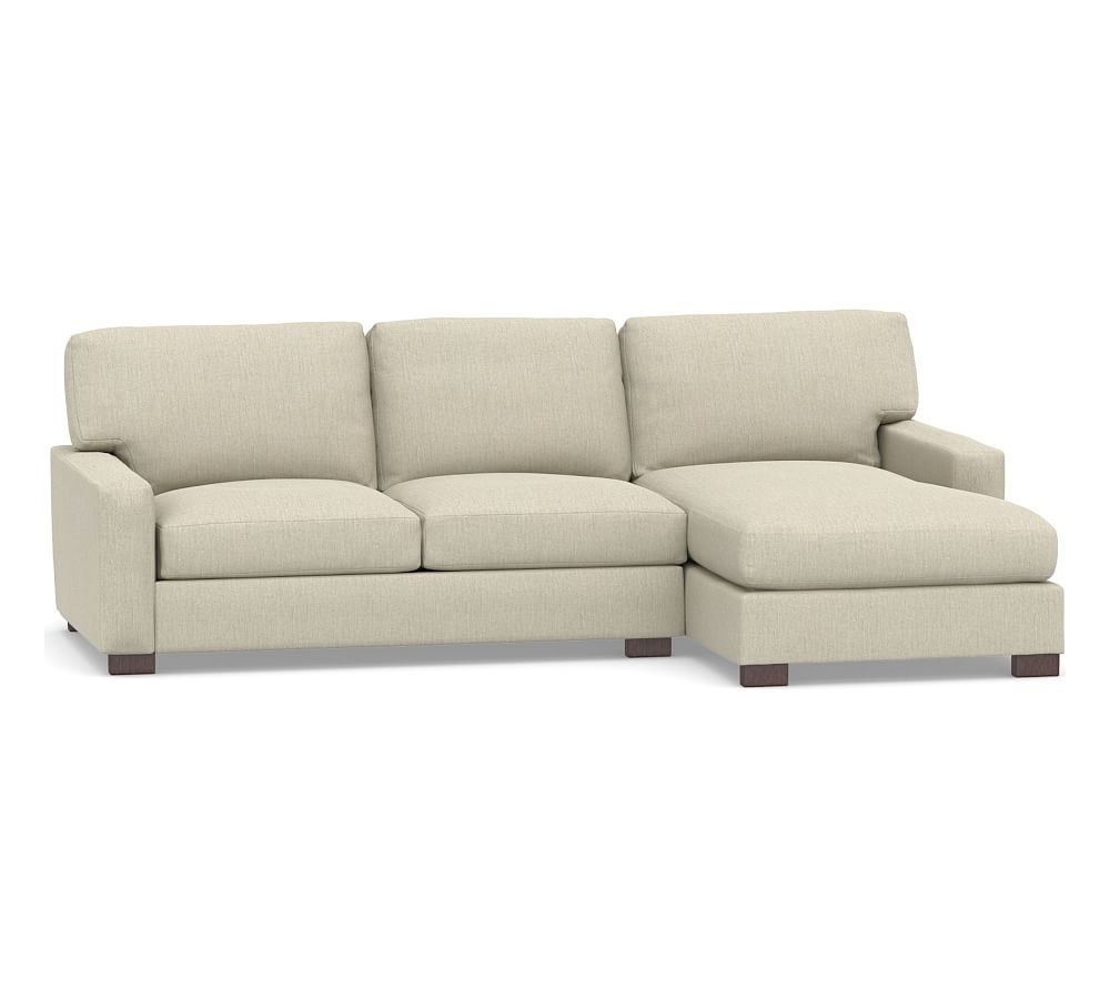 Turner Square Arm Upholstered Left Arm Sofa with Chaise Sectional, Down Blend Wrapped Cushions, Chenille Basketweave Oatmeal - Image 0