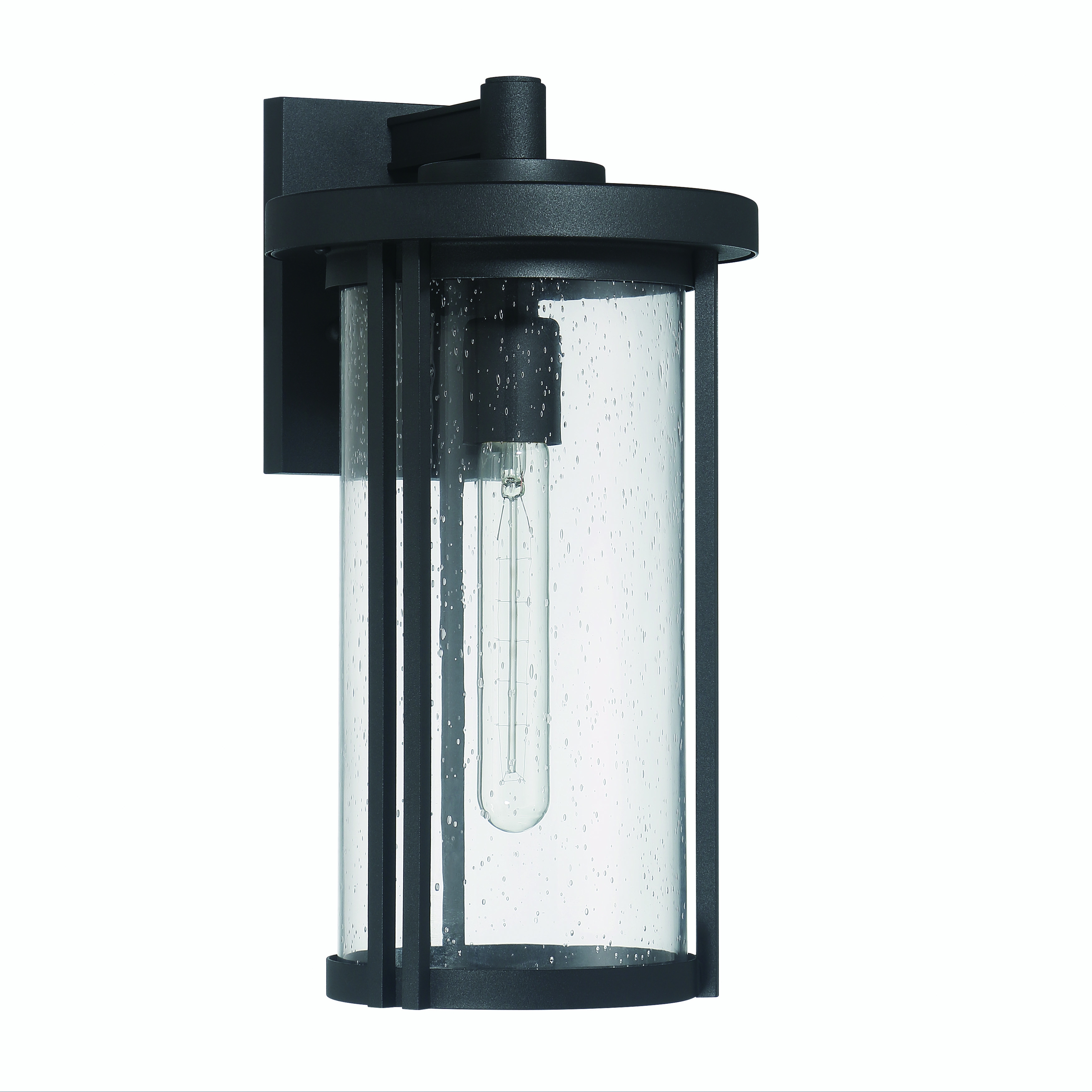 Maude - Modern Cylindrical Metal and Glass Wall Mounted Outdoor Wall Light, - Image 0