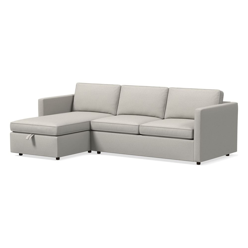 Harris 101" Left Multi Seat 2-Piece Chaise Sectional w/ Storage, Standard Depth, Performance Yarn Dyed Linen Weave, Frost Gray - Image 0
