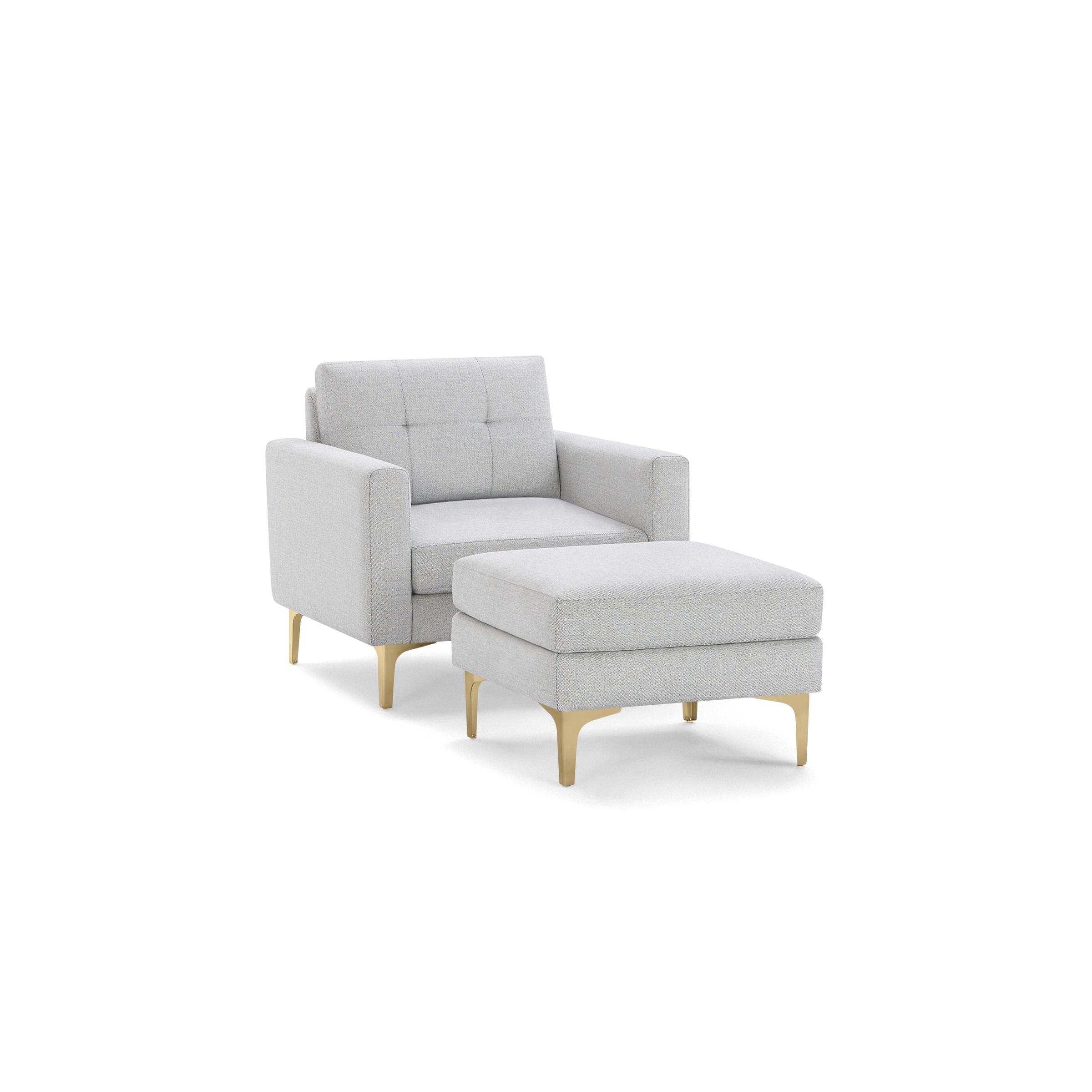 Nomad Armchair with Ottoman - Crushed Gravel - Performance Chenille / Brass - Metal / Block - Image 1