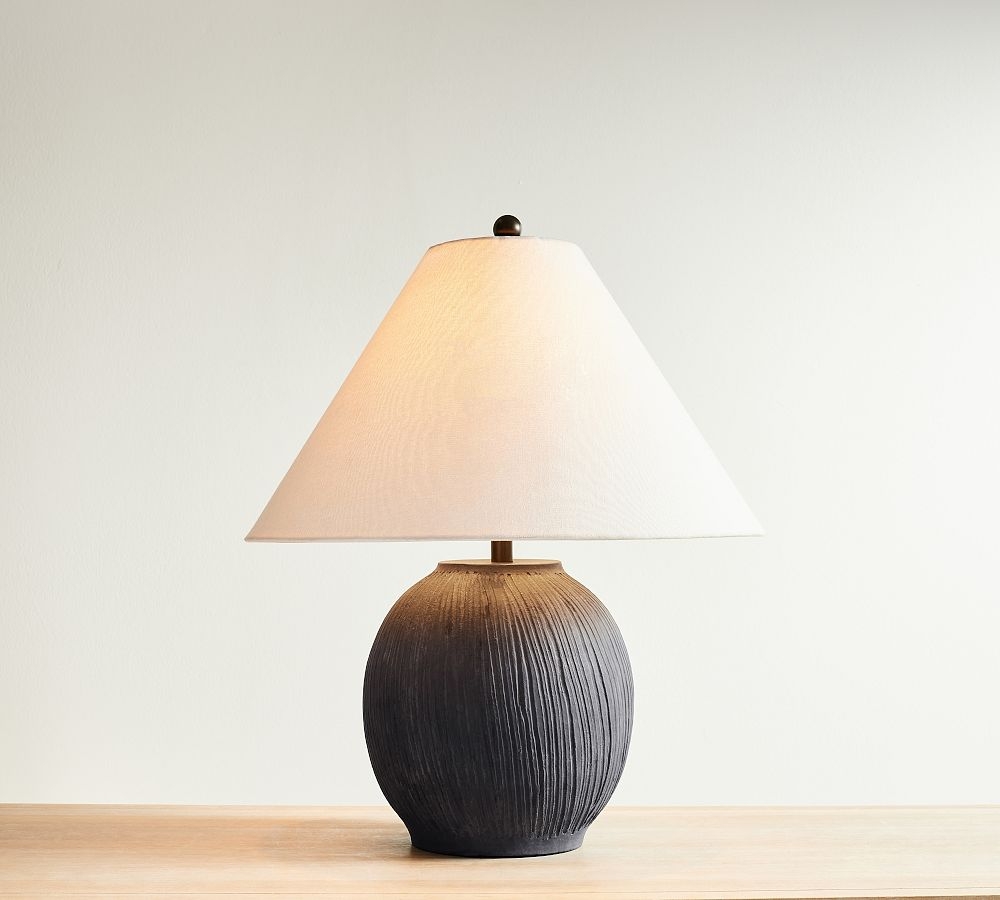 Cade Ceramic 19" Table Lamp, Matte Black, Small - Image 0