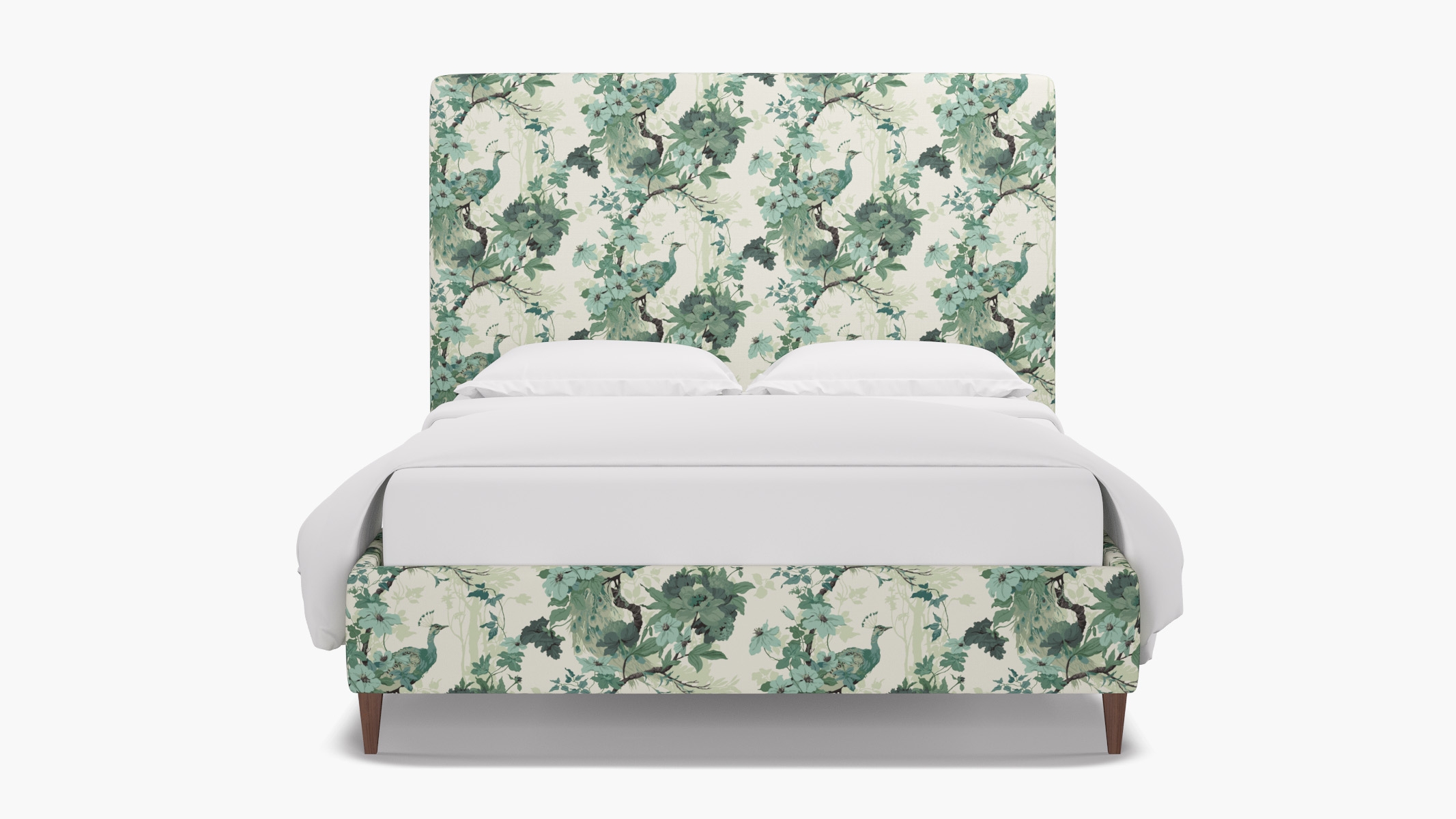 Classic Bed, Jade Peacock Park, Walnut Square Tapered Leg, Queen - Image 0