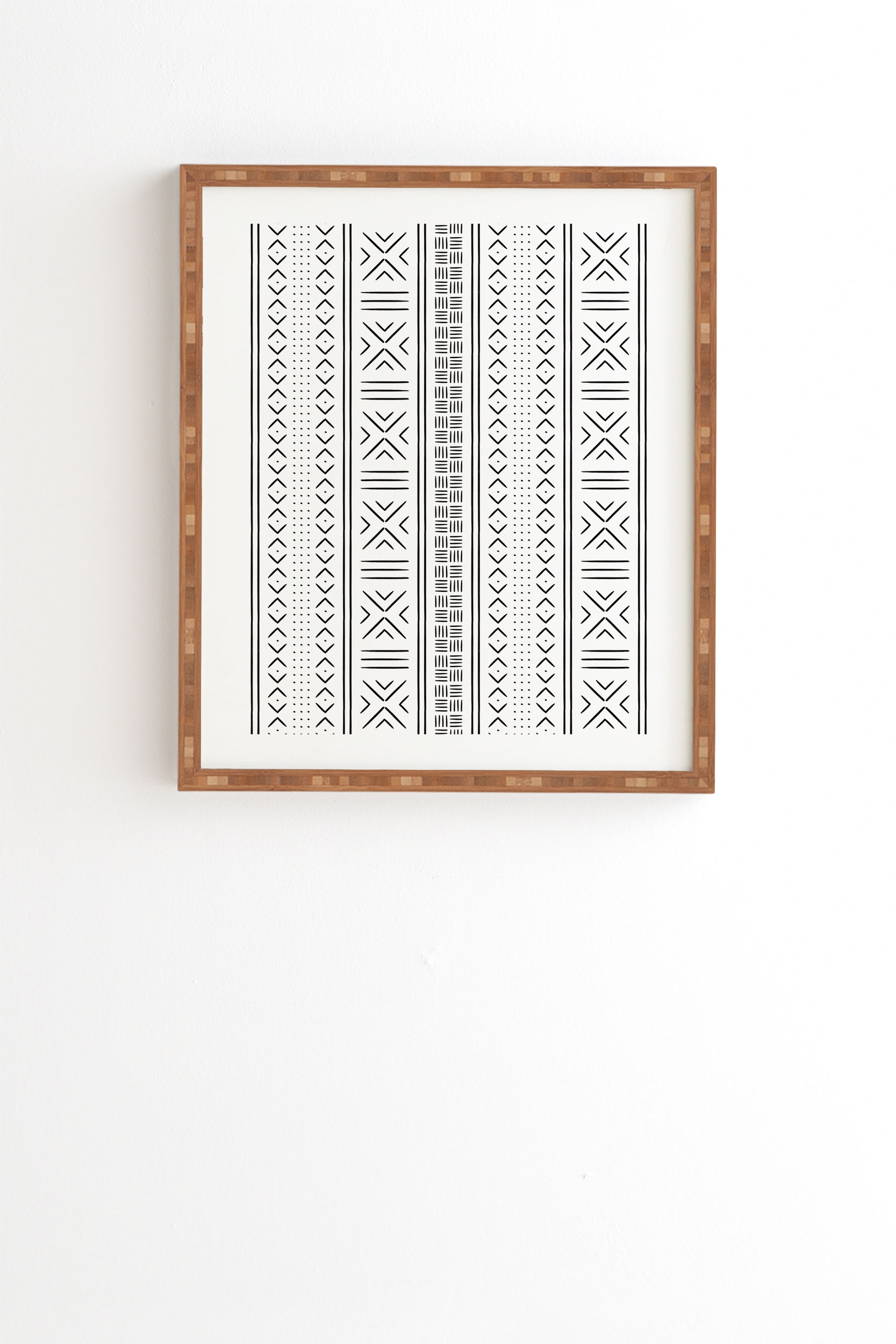 Black Mudcloth Tribal by Little Arrow Design Co - Framed Wall Art Bamboo 11" x 13" - Image 0