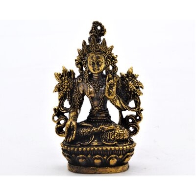 2.5 Inch Tall White Tara Figurine. Fine Hand Details On Solid Brass With Silver Patina. - Image 0