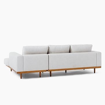 Newport Sectional Set 02: Right Arm Sofa, Left Arm Chaise Toss Back Cushion, Down, Performance Coastal Linen, White, Almond - Image 3