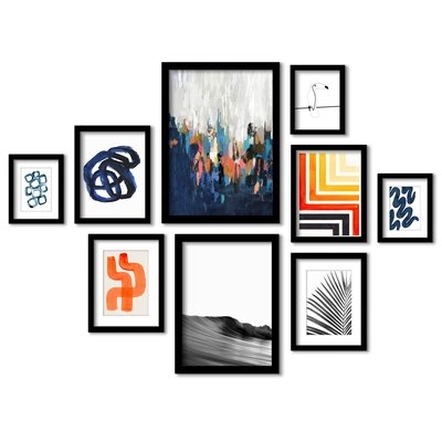 Mid Century Modern Brush Strokes - 9 Piece Picture Frame Painting Print Set on Paper - Image 0