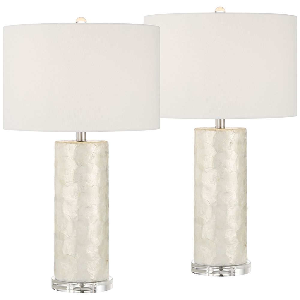 Sabina 27 1/2" High Textured White Cylinder Table Lamp Set of 2 - Image 0