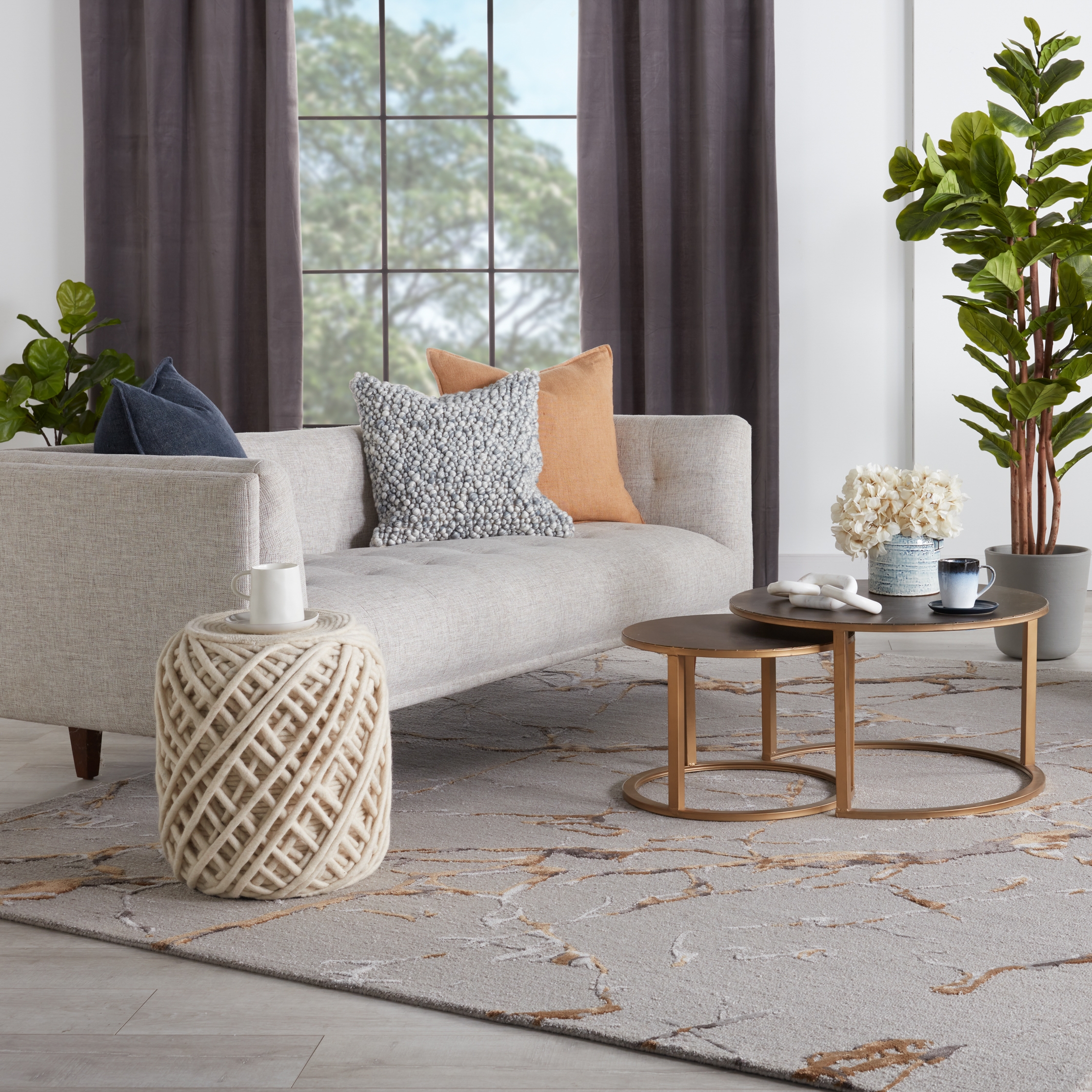 Shattered Handmade Abstract Light Gray/ Gold Area Rug (8'X10') - Image 5