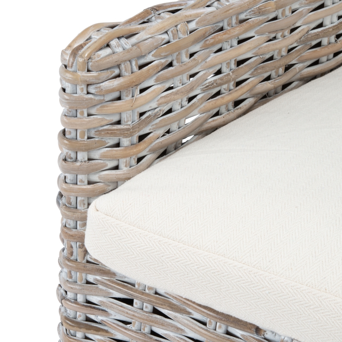 Nancy Rattan Accent Chair W/ Cushion - White / Grey White Wash - Safavieh - Image 3