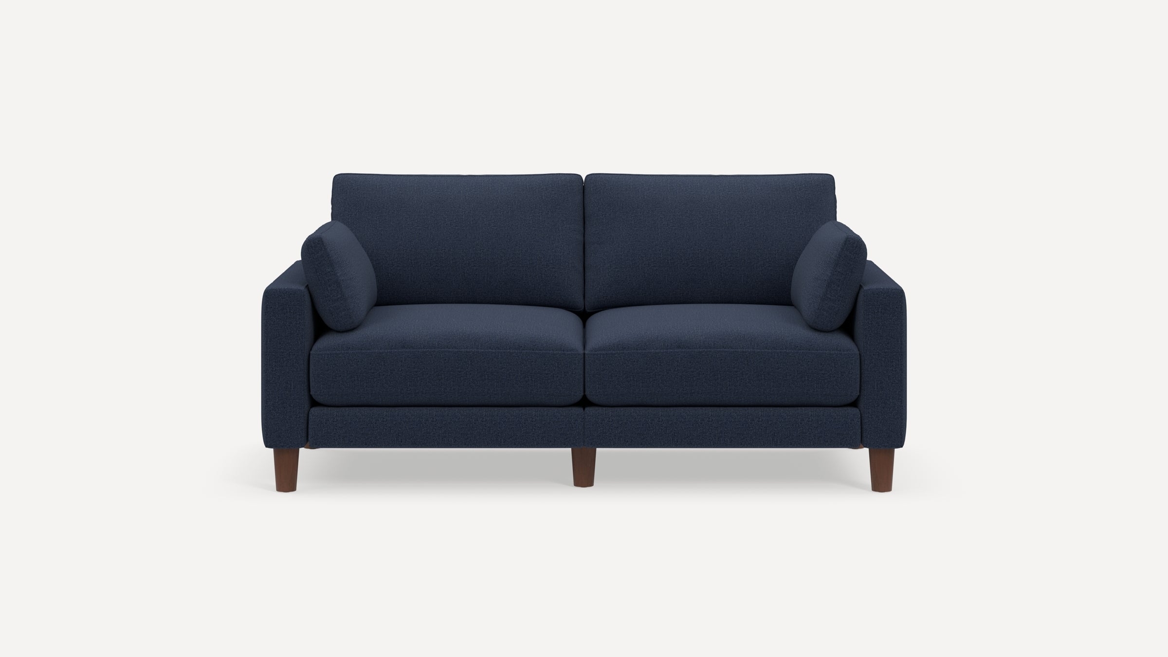 Union 2-Seat Sofa - Navy Blue - Performance Chenille / Walnut - Wood / Round Leg - Image 0