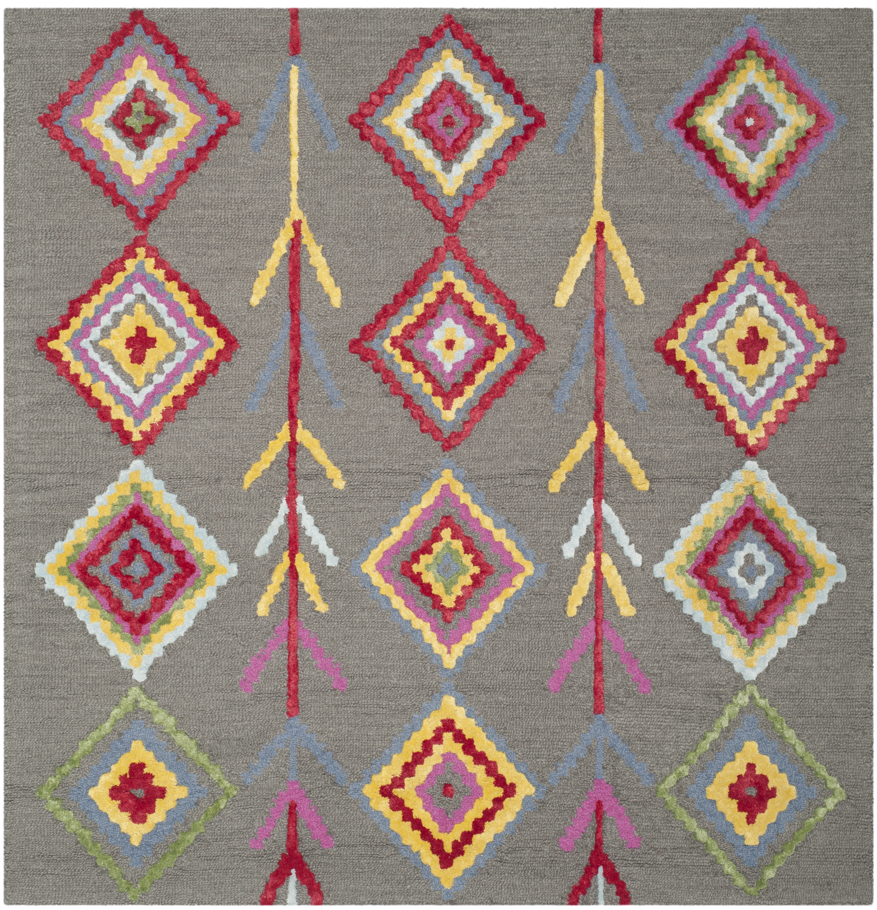 Arlo Home Hand Tufted Area Rug, BLG551A, Dark Grey/Multi,  5' X 5' Square - Image 0