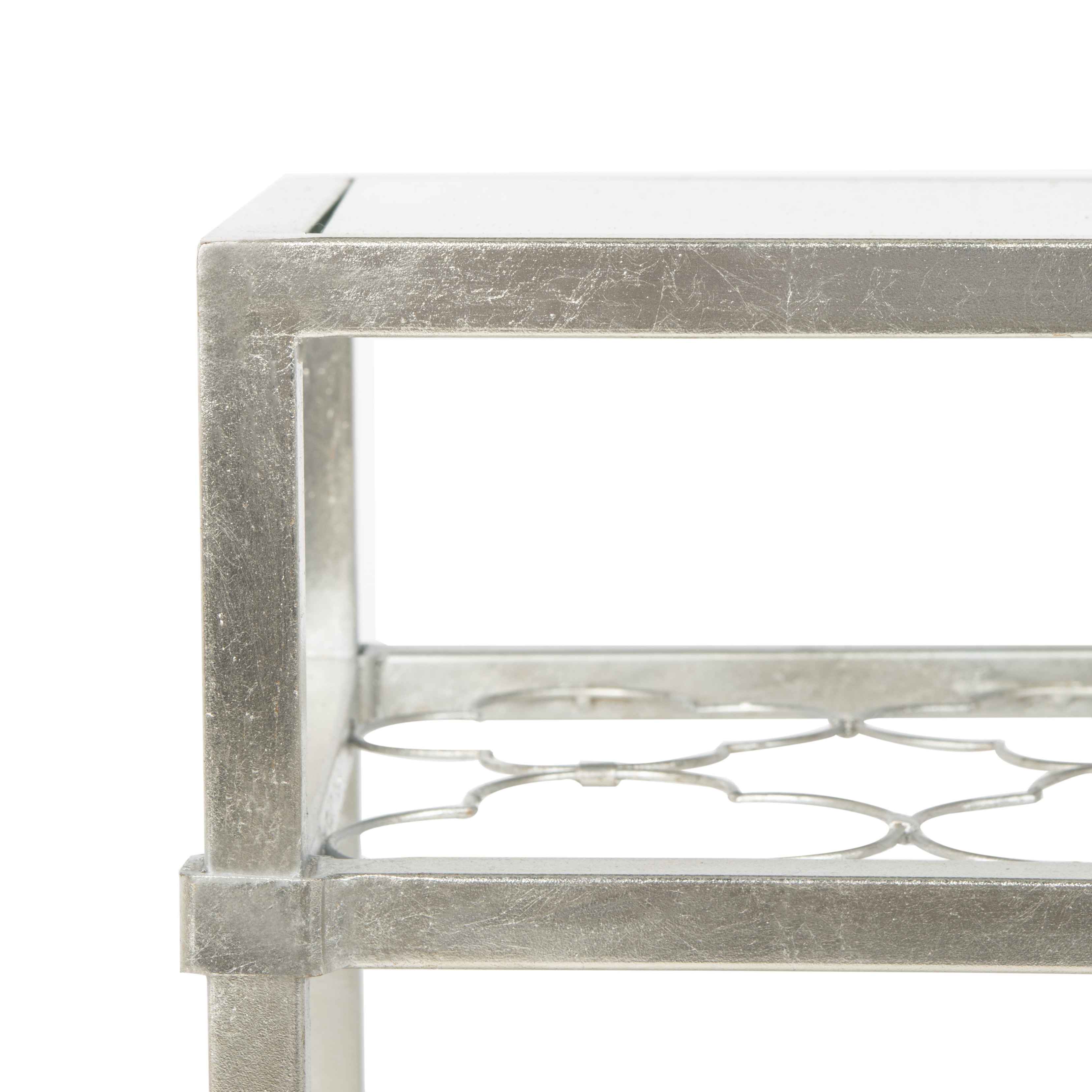 Hanzel Silver Leaf Glass Side Table - Silver - Arlo Home - Image 3
