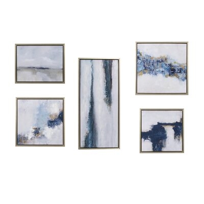 Martha Stewart Blue Drift Abstract 5-piece Gallery Frame - Image 1