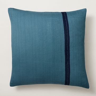 Silk Mono Stripe Pillow Cover, 24"x24", Natural, Set of 2 - Image 2