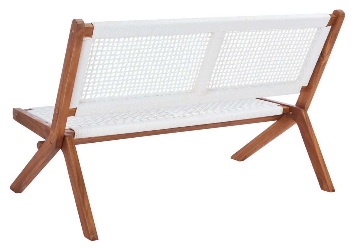 Kobina Outdoor Bench - Natural/White - Safavieh - Image 5