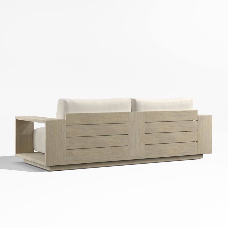 Mallorca 85" Wood Outdoor Sofa with Cast Shale Brown Sunbrella ® Cushions - Image 4