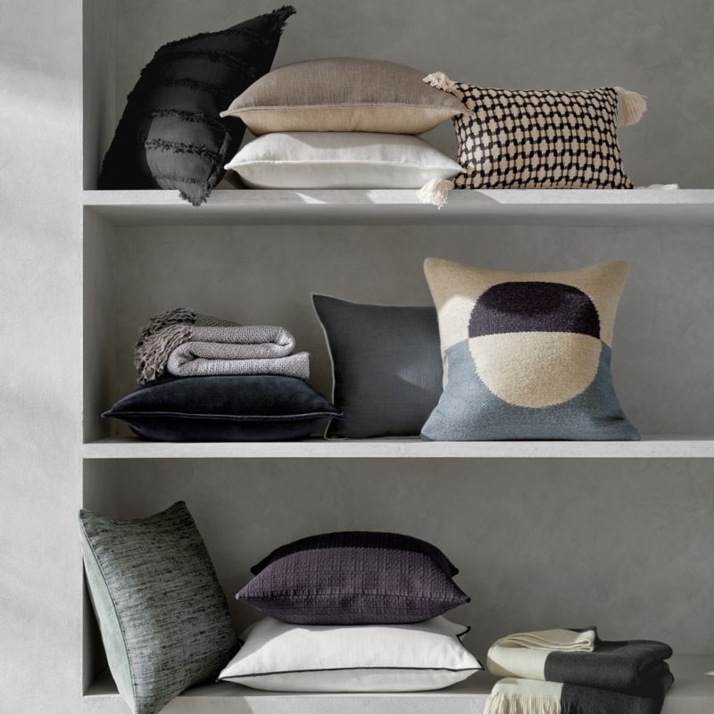 Black 20"x20" Washed Organic Cotton Velvet Throw Pillow Cover - Image 1