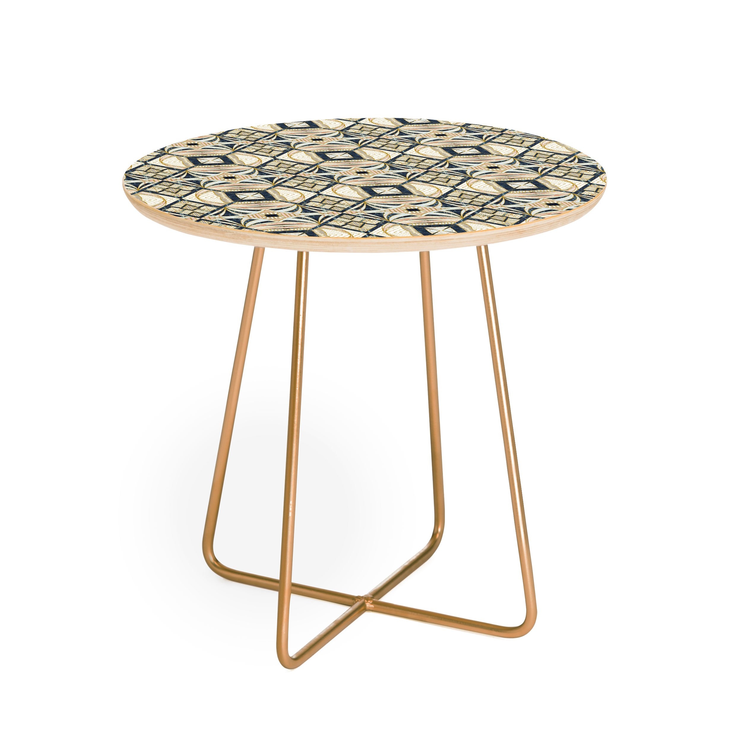 Marta Barragan Camarasa Mosaic marbled art deco II Round Side Table - Gold Aston Legs - Image 1