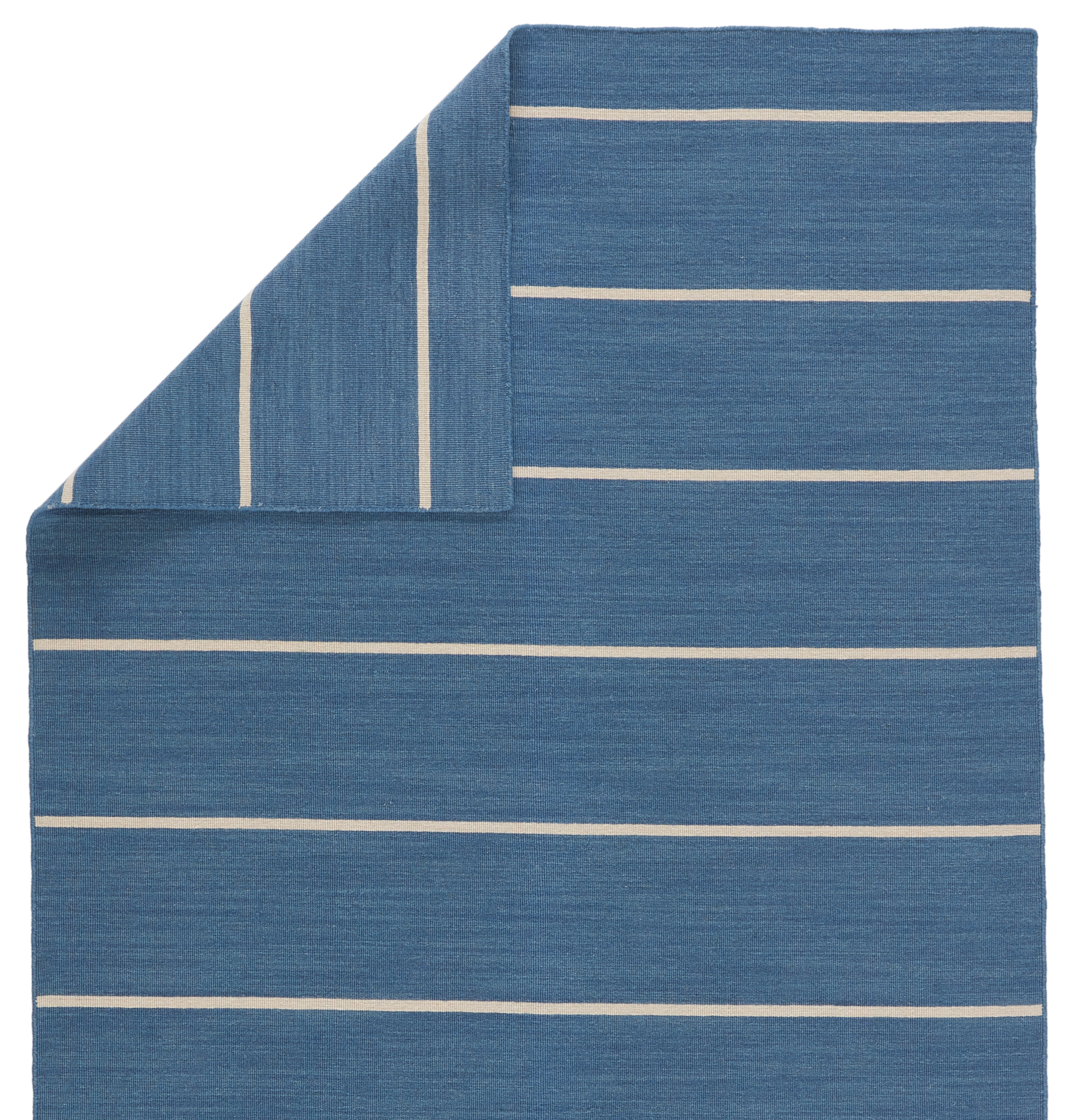 Cape Cod Handmade Stripe Blue/ Cream Area Rug (5' X 8') - Image 2