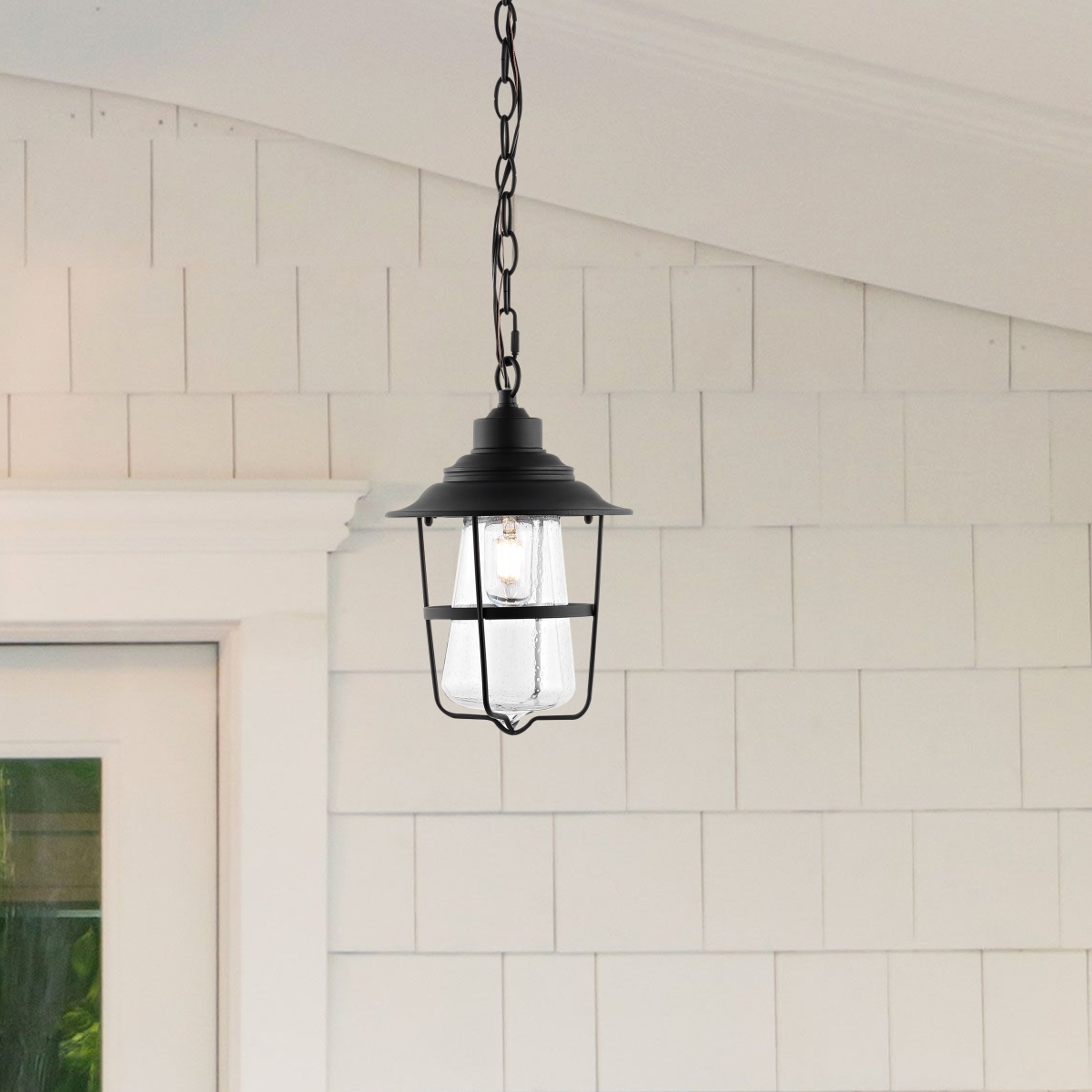 Penber 8.5" Outdoor Pendant - Black - Safavieh - Image 3