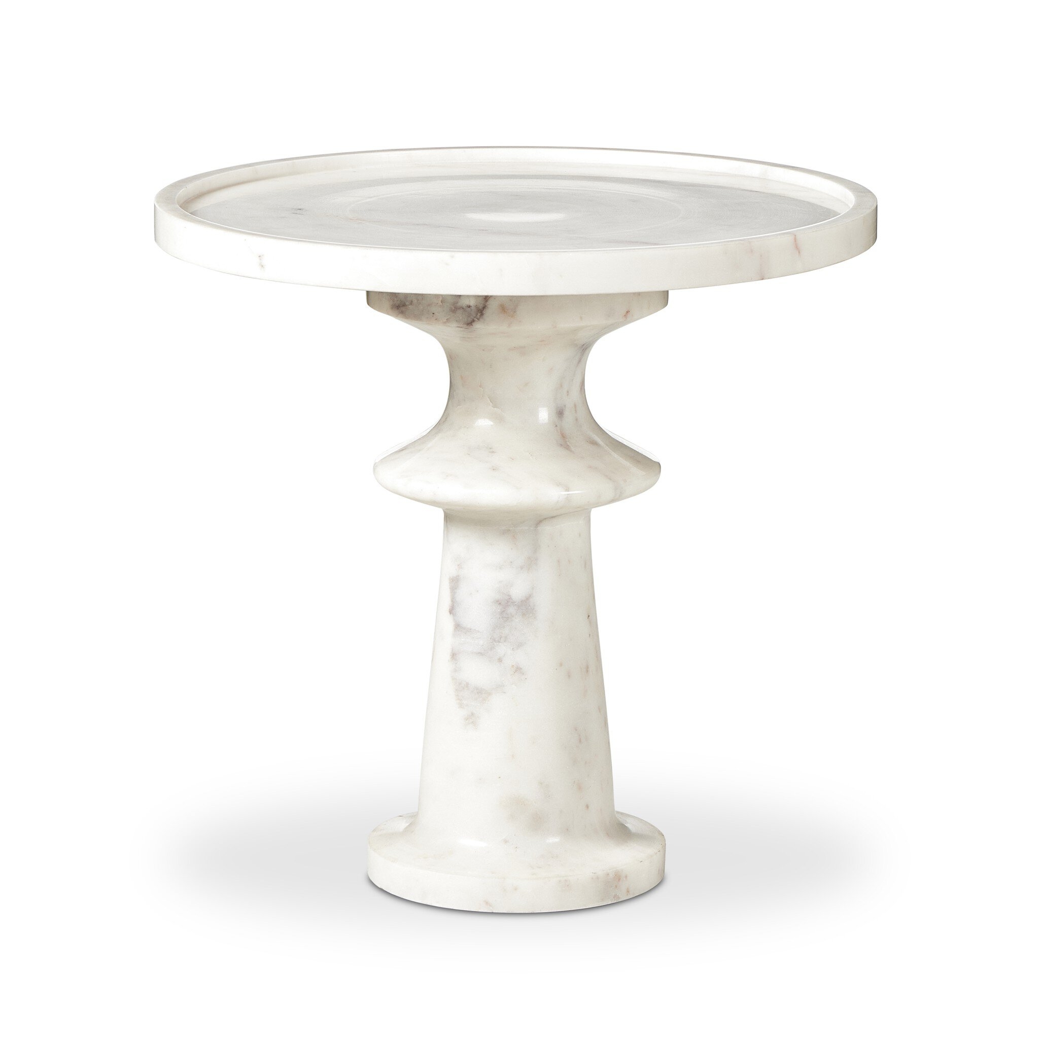 Skylar End Table - Polished White Marble - Image 3