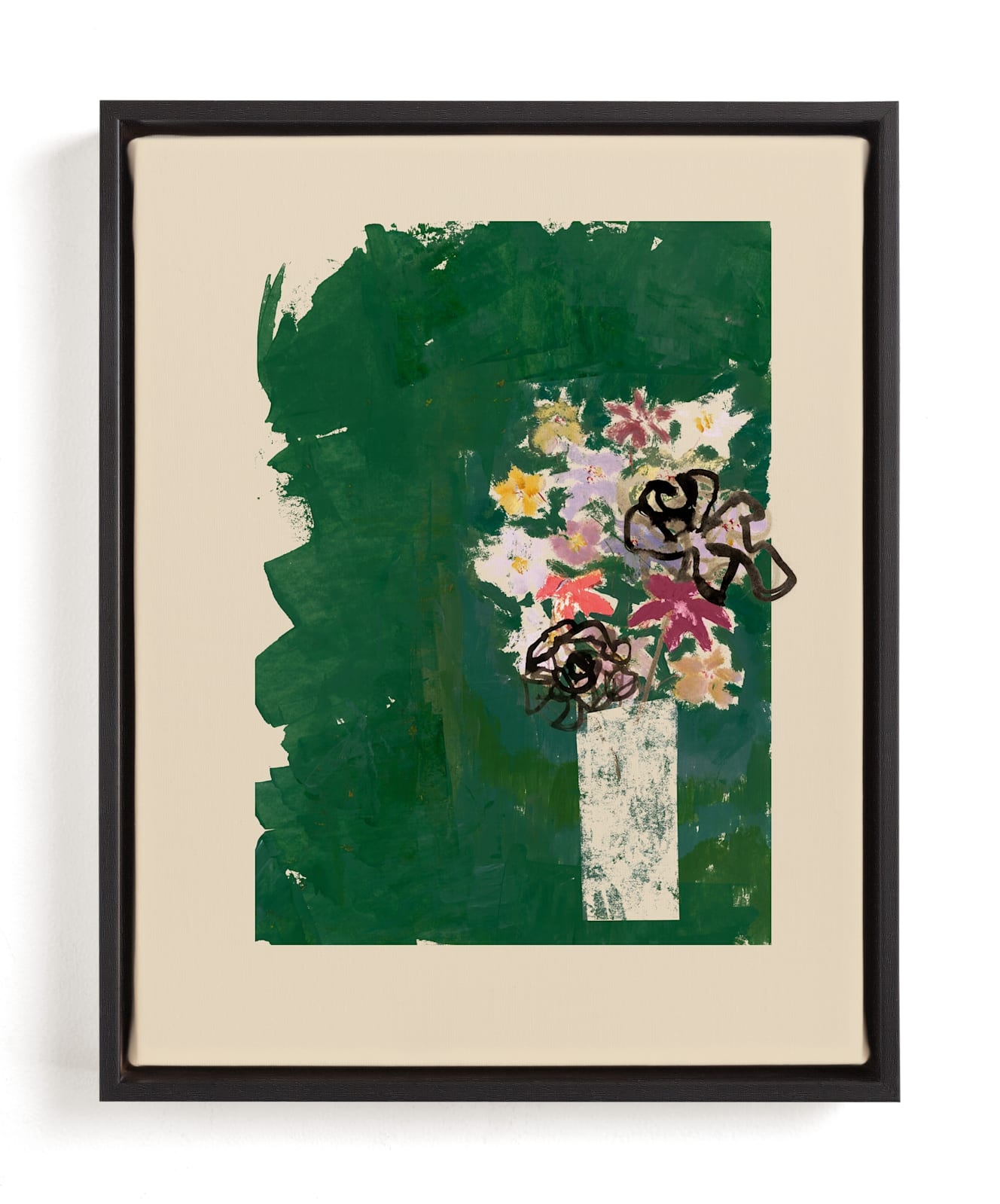 Bouquet Against Painted Green Background Limited Edition Fine Art Print 2 - Image 0