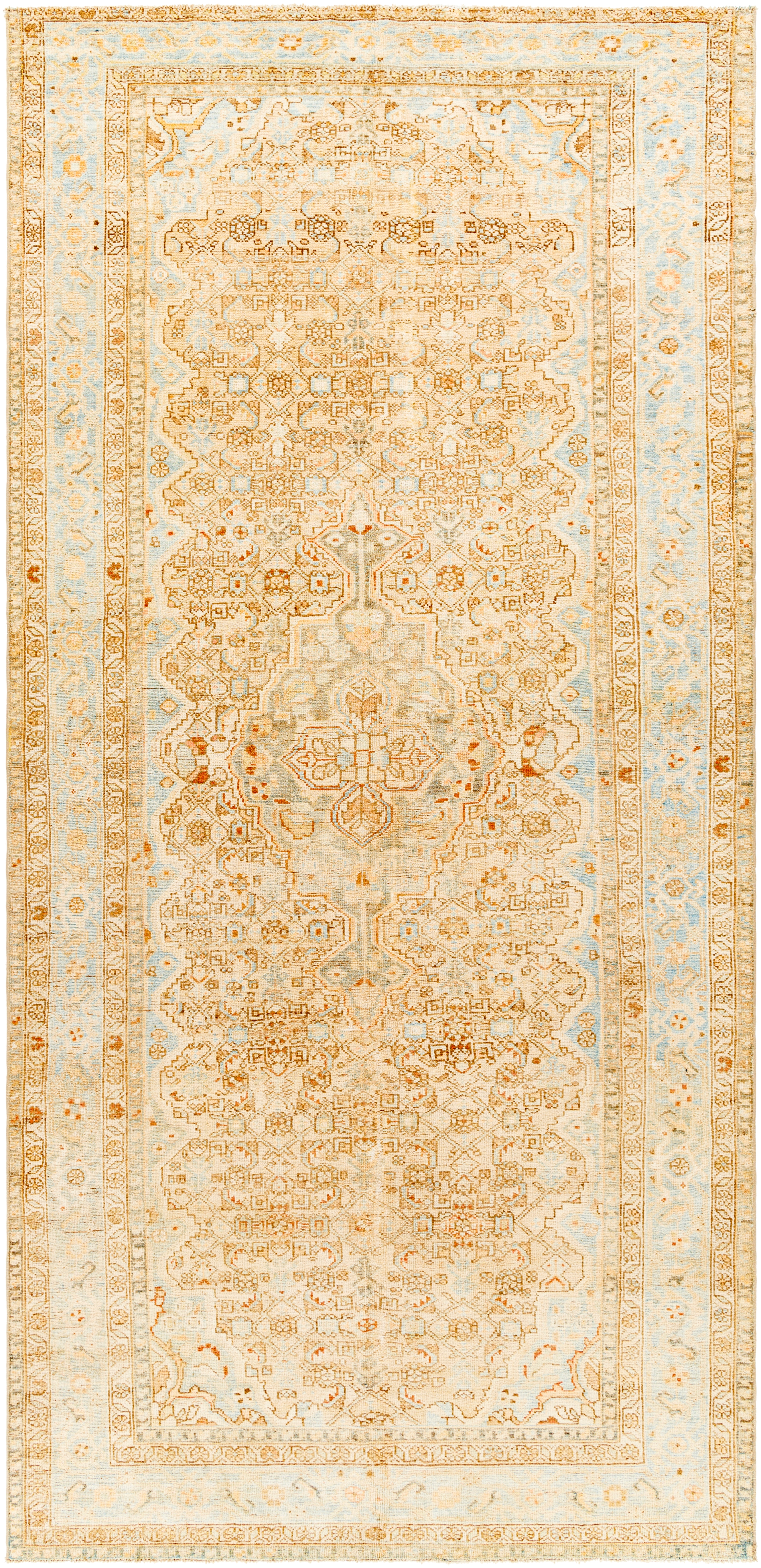 Antique One of a Kind Beige Indoor 4'11" x 10'7" Handmade Rug - Image 0