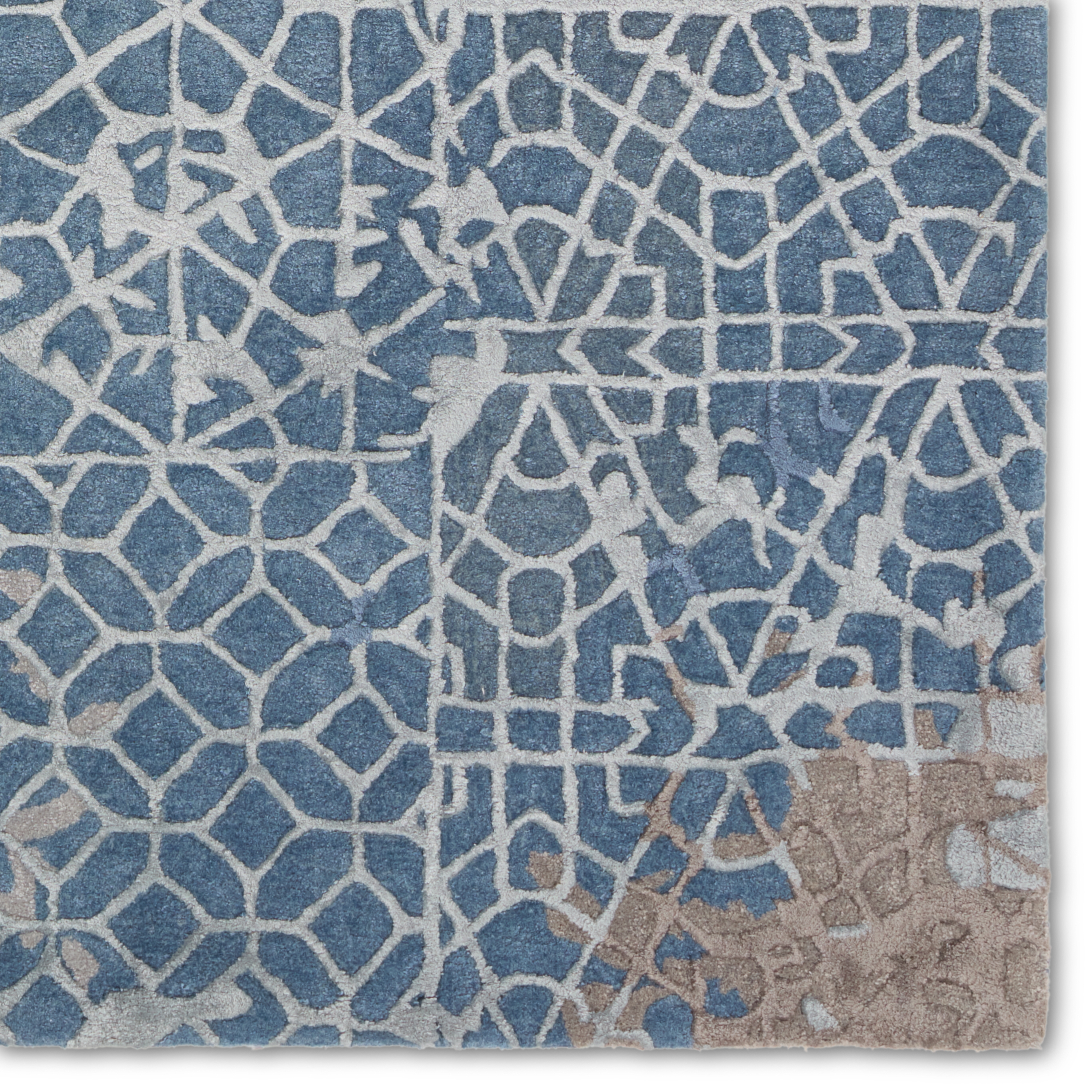 Sahaj FRG11 Handmade Abstract Blue and Gray Area Rug (8'x10') - Image 3