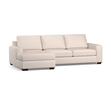 Big Sur Square Arm Upholstered Left Arm Loveseat with Chaise Sectional and Bench Cushion, Down Blend Wrapped Cushions, Performance Brushed Basketweave Chambray - Image 3
