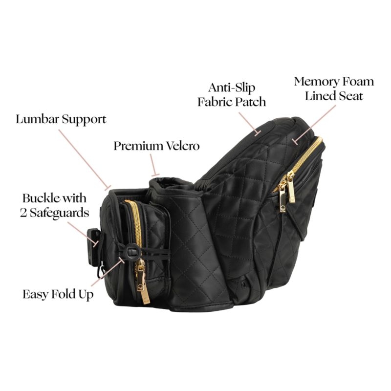 Tushbaby Black Vegan Leather Hip Seat Baby Carrier - Image 4