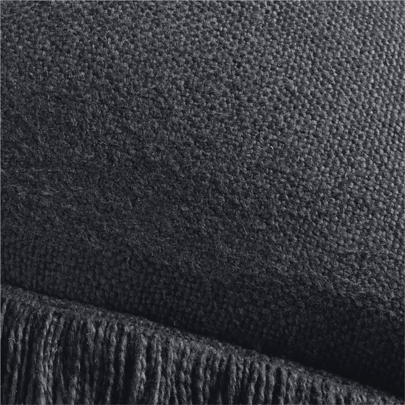 Casual Textured Fringe 23x23 Deep Indigo Throw Pillow Cover - Image 1