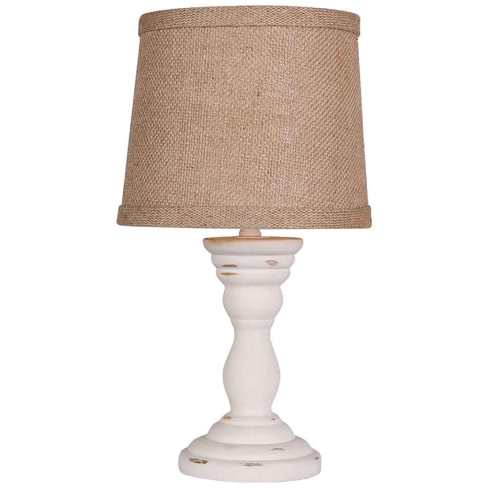 Randolph 12"H Distressed White Pedestal Accent Table Lamp - Style # 78E17 - Image 0