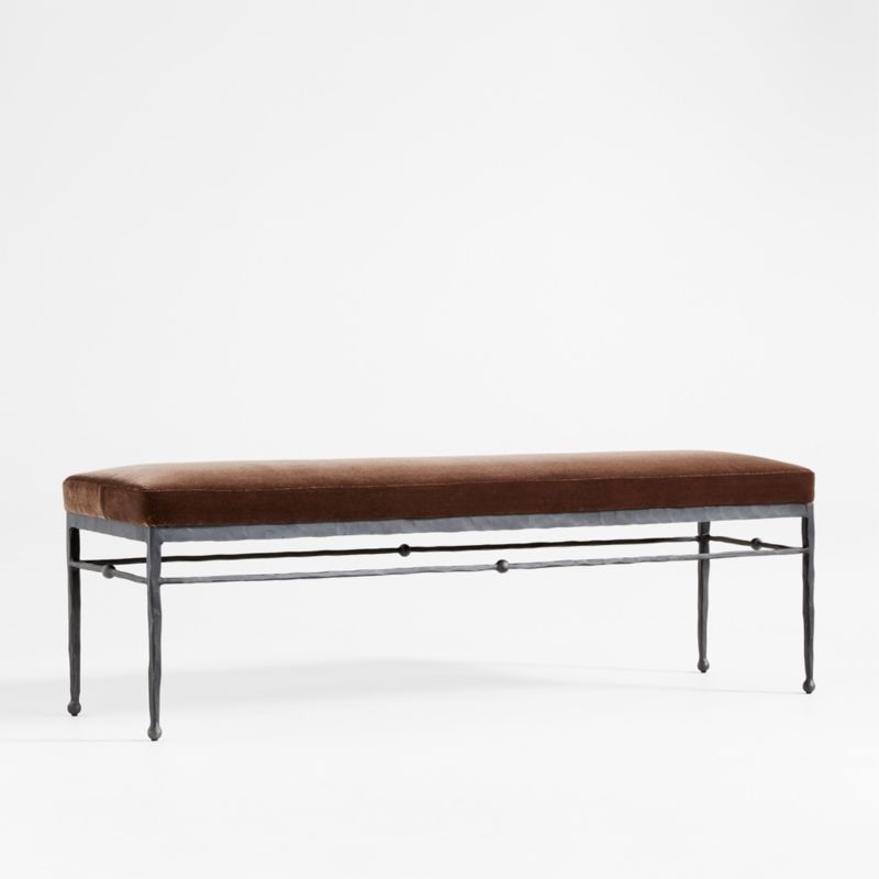 Rodin Brown Velvet Bench by Athena Calderone - Image 1