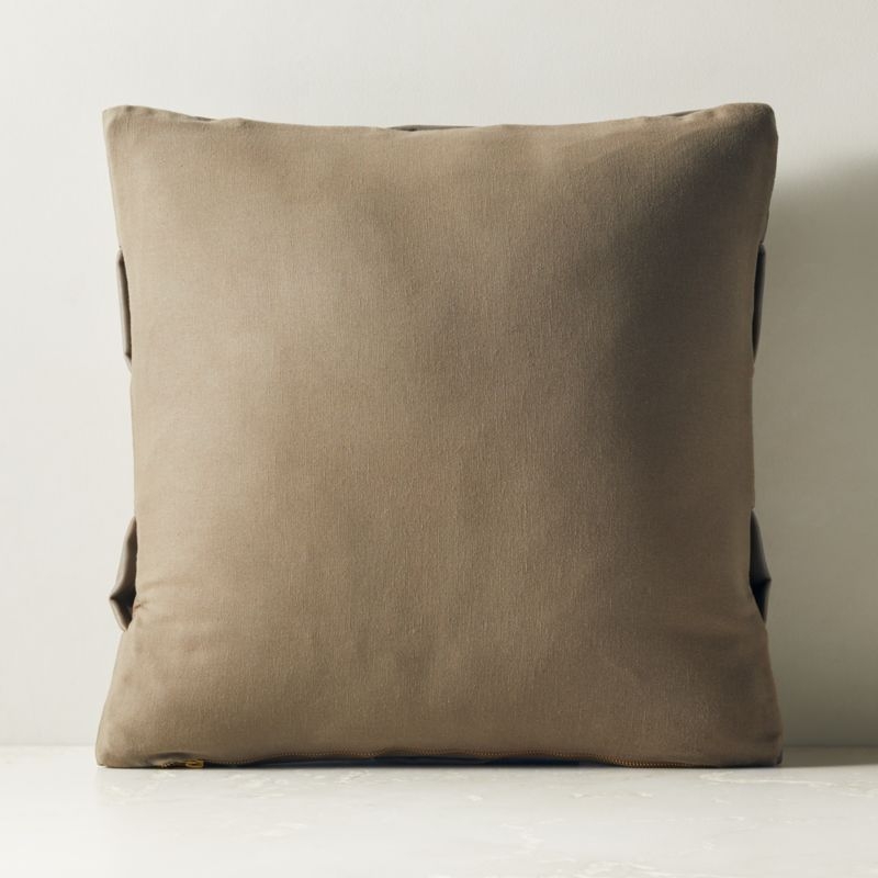 Jabas Sepia Brown Woven Leather Throw Pillow Cover 20"x20" - Image 1