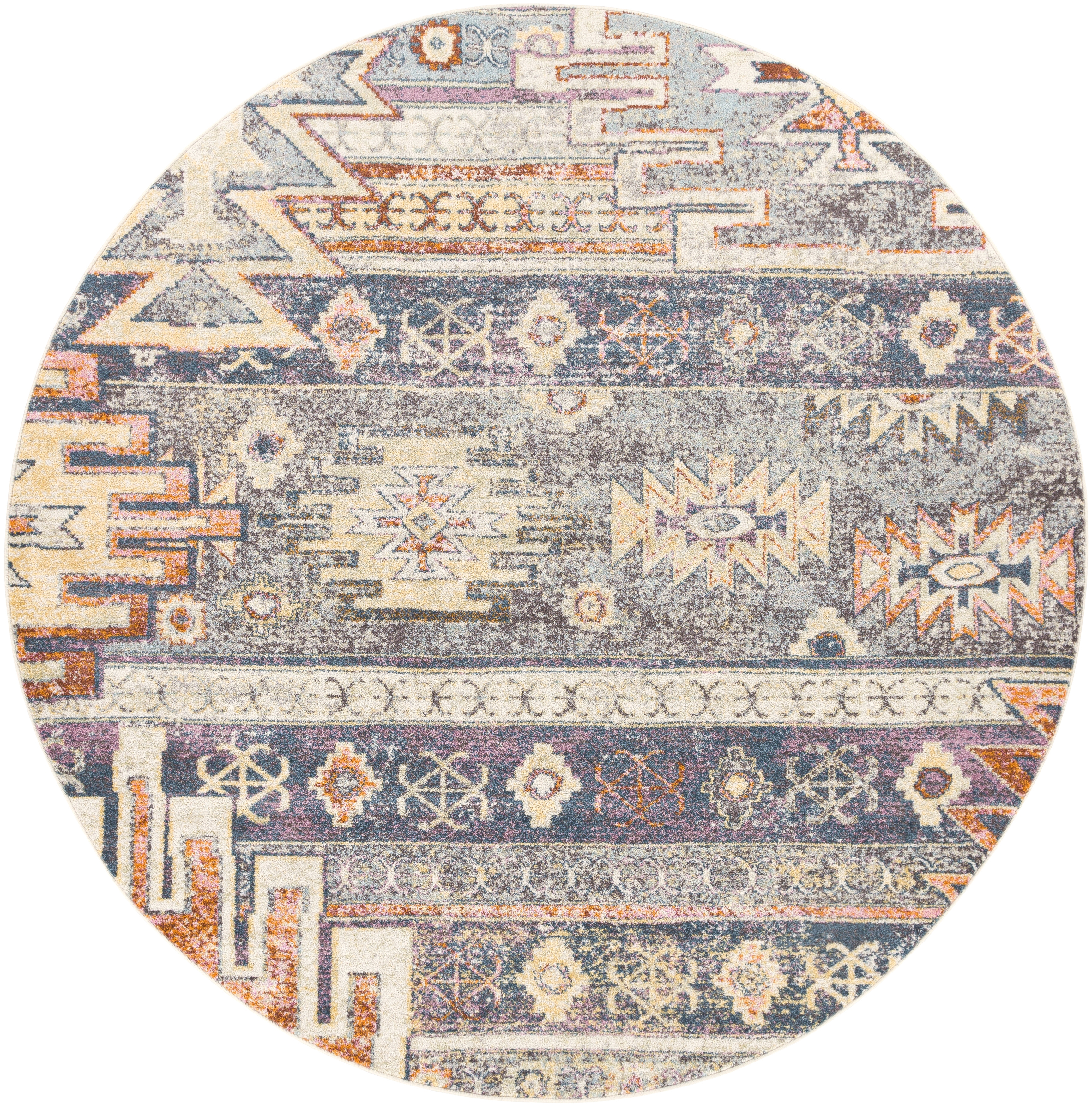 New Mexico Beige Indoor 7'10" x 7'10" Machine Woven Rug - Image 0