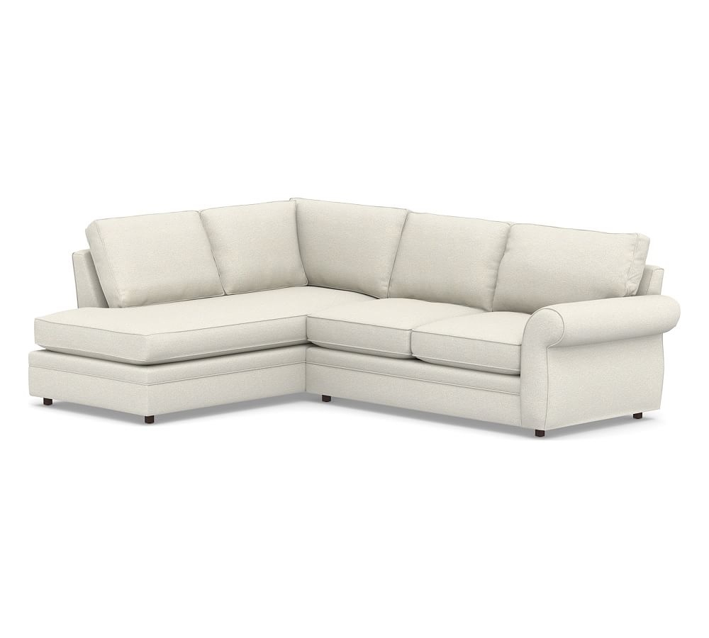 Pearce Roll Arm Upholstered Right Loveseat Return Bumper Sectional, Down Blend Wrapped Cushions, Performance Boucle Oatmeal - Image 0