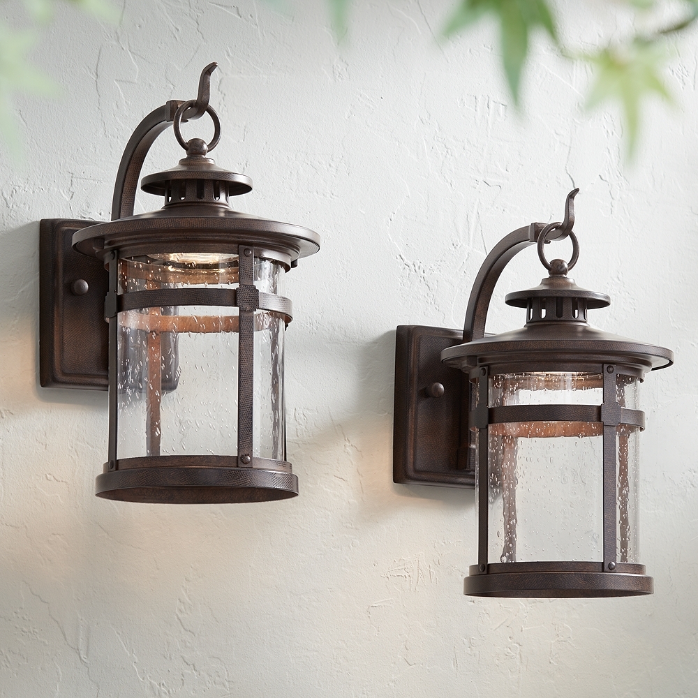 Franklin Iron Callaway 11 1/2" Bronze LED Outdoor Lights Set of 2 - Image 0