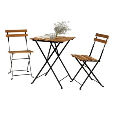 Solid Teak Wood Bistro Set Folding Table And Chair Set  - Image 0