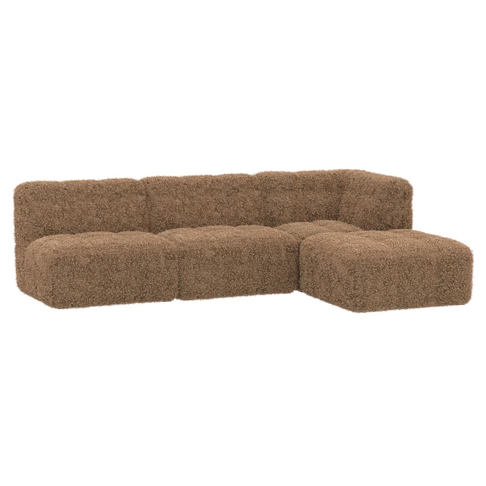 Baldwin Super Sectional Set, Brown, Teddy Bear Faux-Fur, QS In-Home - Image 0