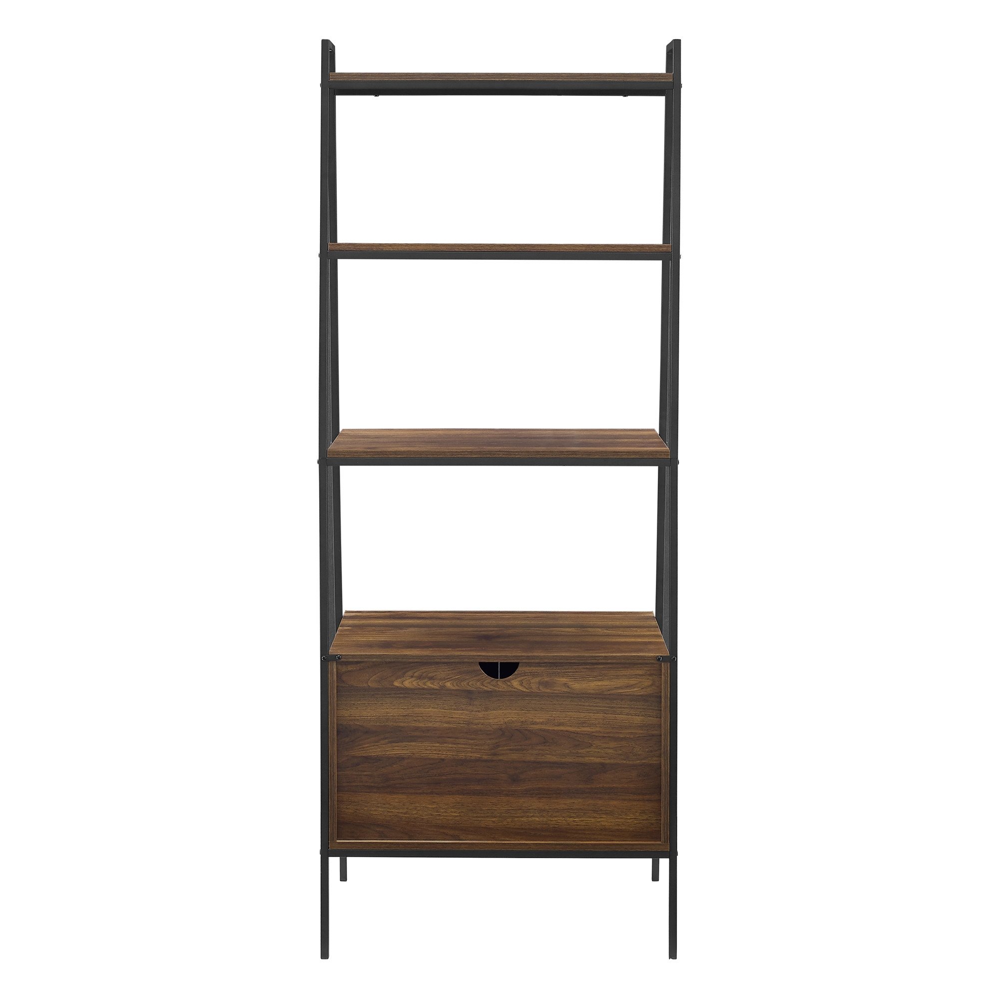 72" Industrial Wood Ladder Bookcase - Dark Walnut - Image 2