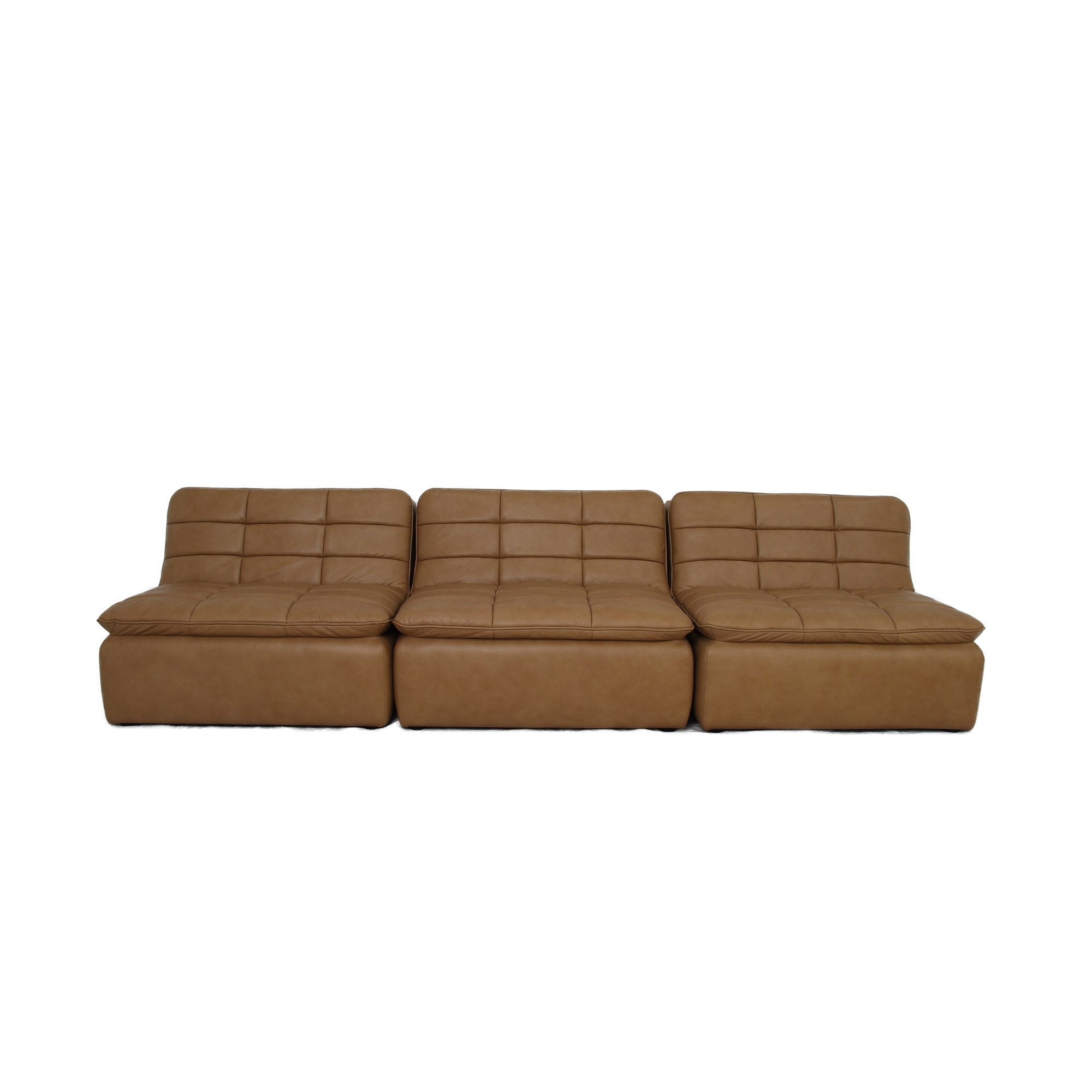 Lino Armless Modular Sofa Tan Leather - Image 0