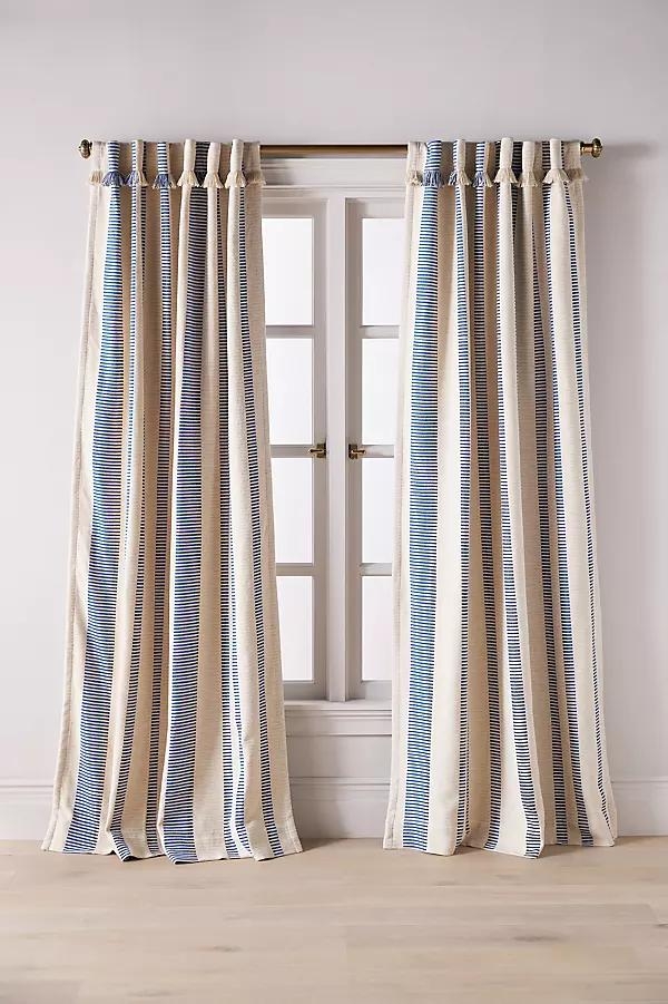 Pieced Stripe Cotton Blend Woven Blackout Curtain - Image 0
