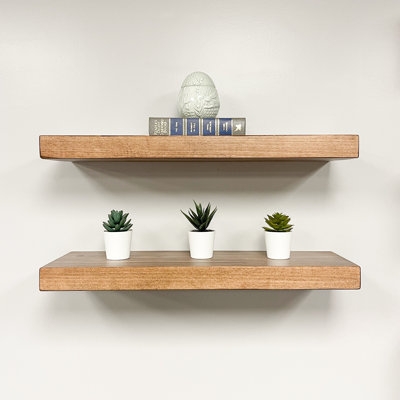 Cerasella 2 Piece Pine Floating Shelf (Set of 2) / Aged Oak - Image 0